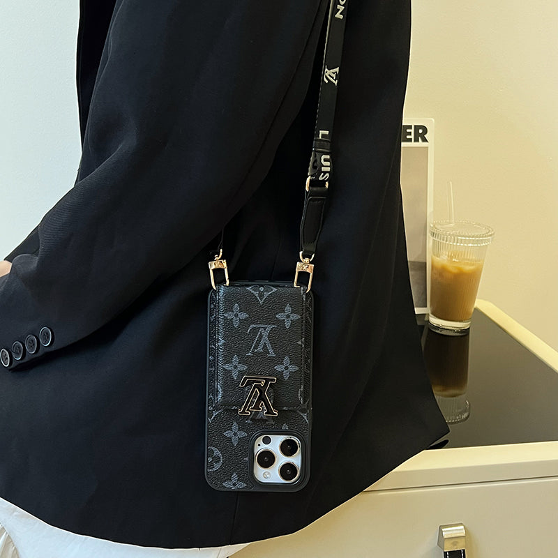 Luxuriöse Kartenetui-Kette Schwarze iPhone Hülle