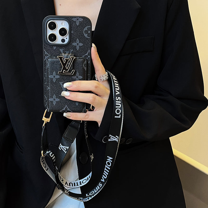 Luxuriöse Kartenetui-Kette Schwarze iPhone Hülle
