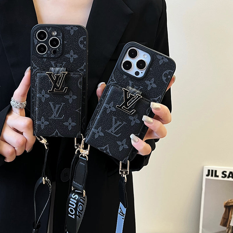 Luxuriöse Kartenetui-Kette Schwarze iPhone Hülle