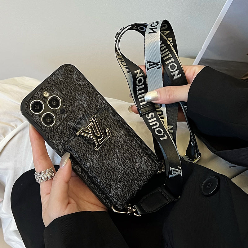 Luxuriöse Kartenetui-Kette Schwarze iPhone Hülle
