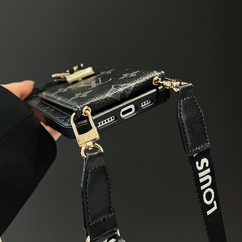 Luxuriöse Kartenetui-Kette Schwarze iPhone Hülle