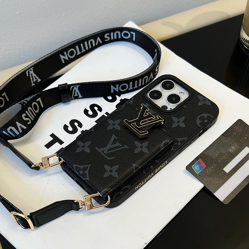 Luxuriöse Kartenetui-Kette Schwarze iPhone Hülle