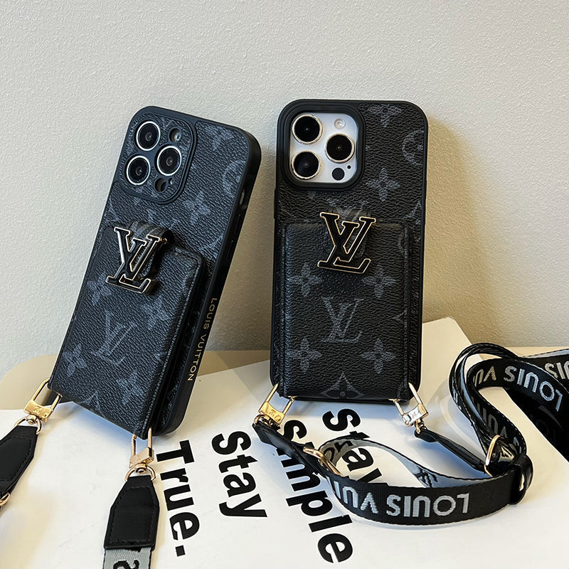 Luxuriöse Kartenetui-Kette Schwarze iPhone Hülle