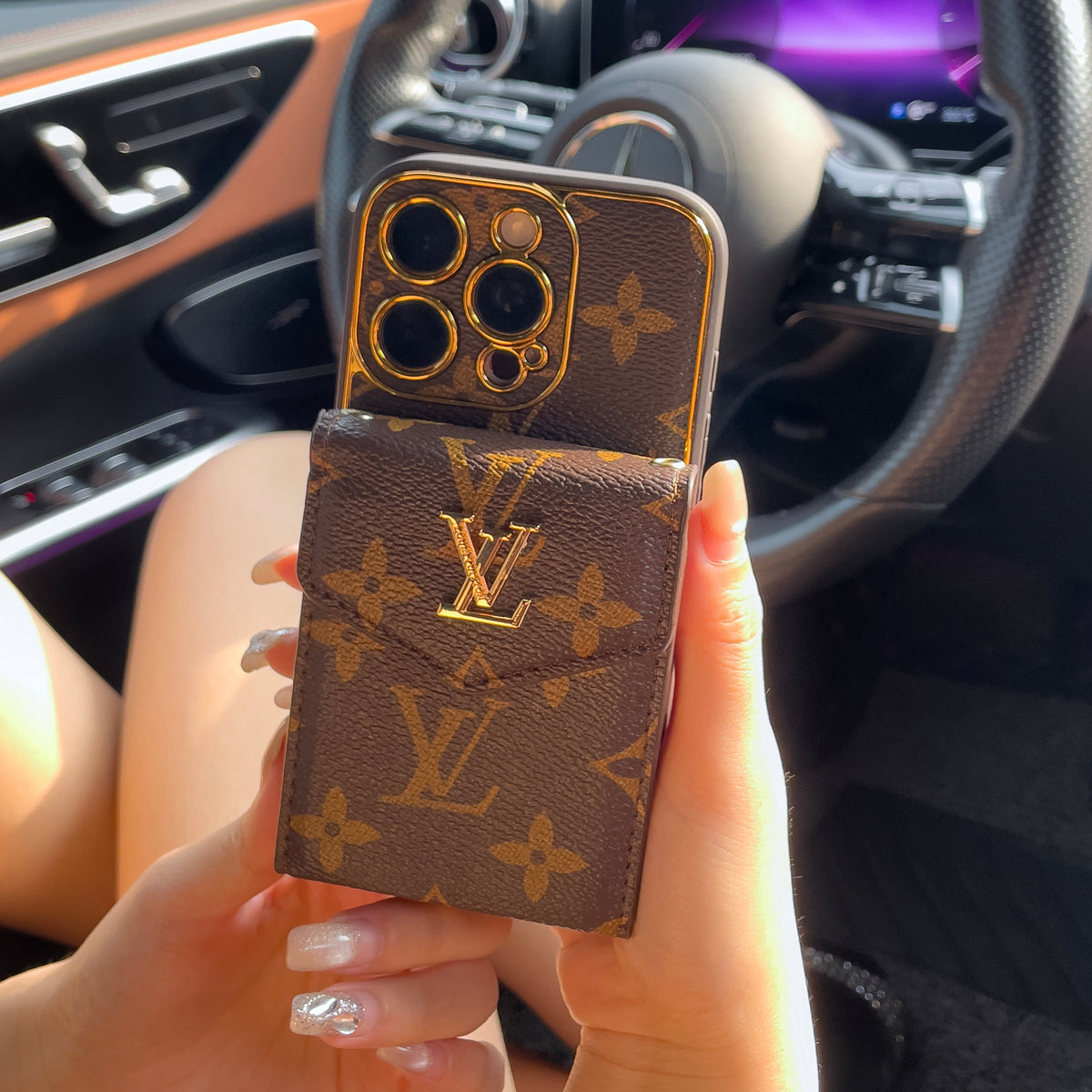 Custodia per iPhone con porta carte di lusso classico