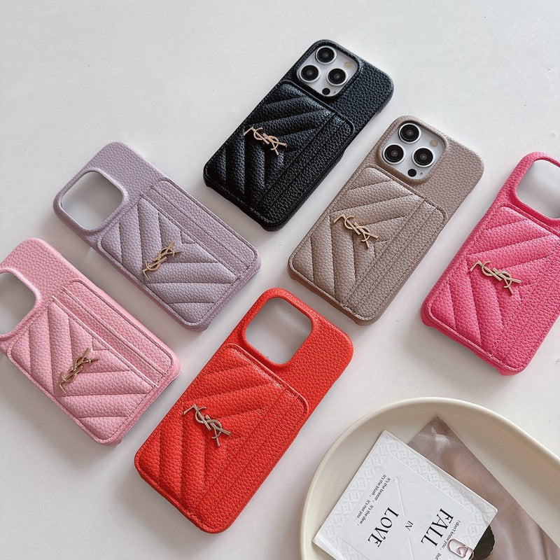 Custodia in pelle per iPhone con porta carte Saint