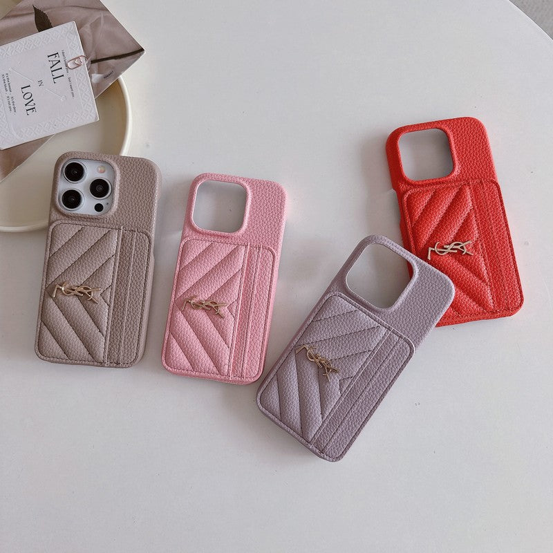 Custodia in pelle per iPhone con porta carte Saint