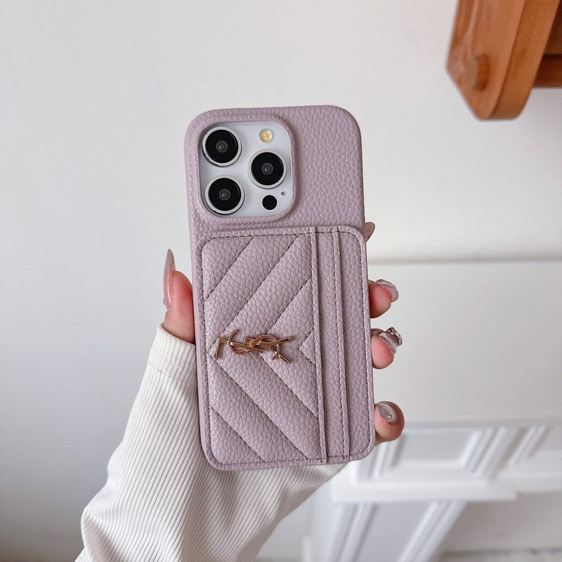 Custodia in pelle per iPhone con porta carte Saint