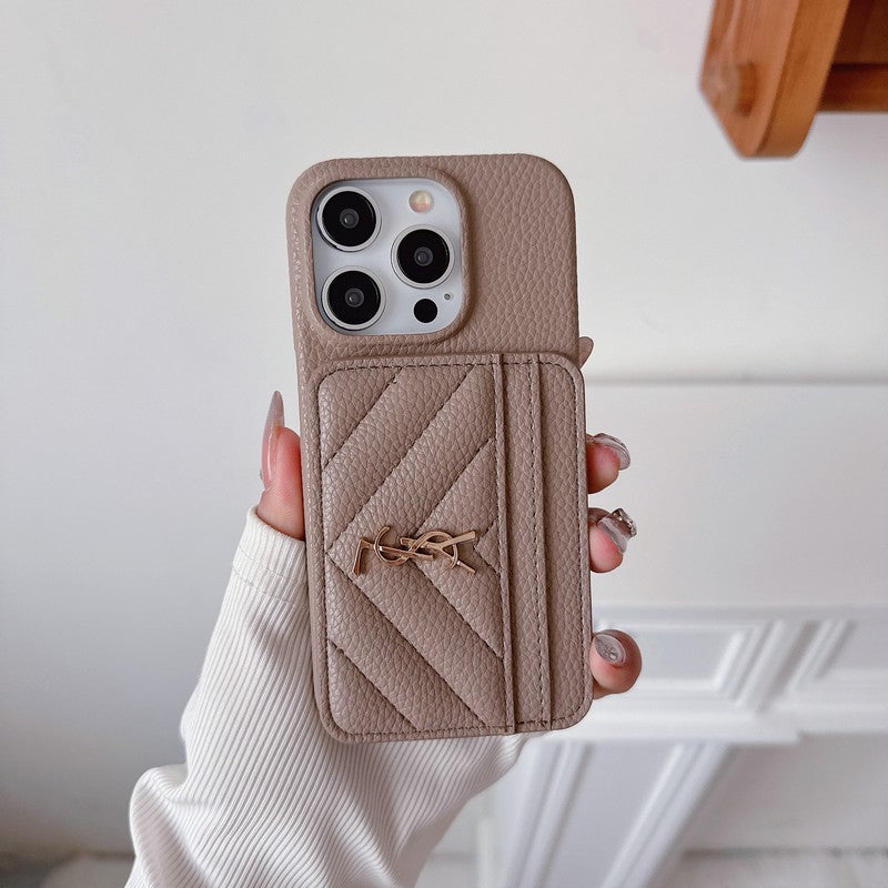 Custodia in pelle per iPhone con porta carte Saint