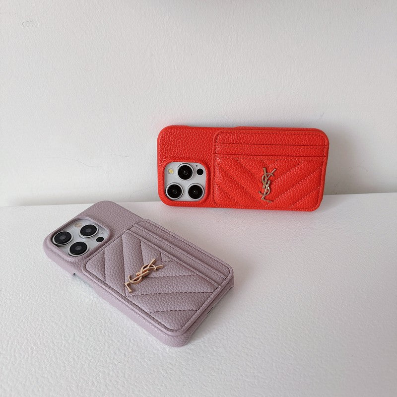 Custodia in pelle per iPhone con porta carte Saint