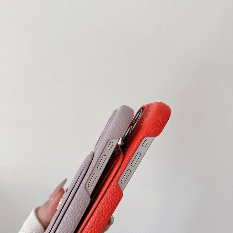 Custodia in pelle per iPhone con porta carte Saint