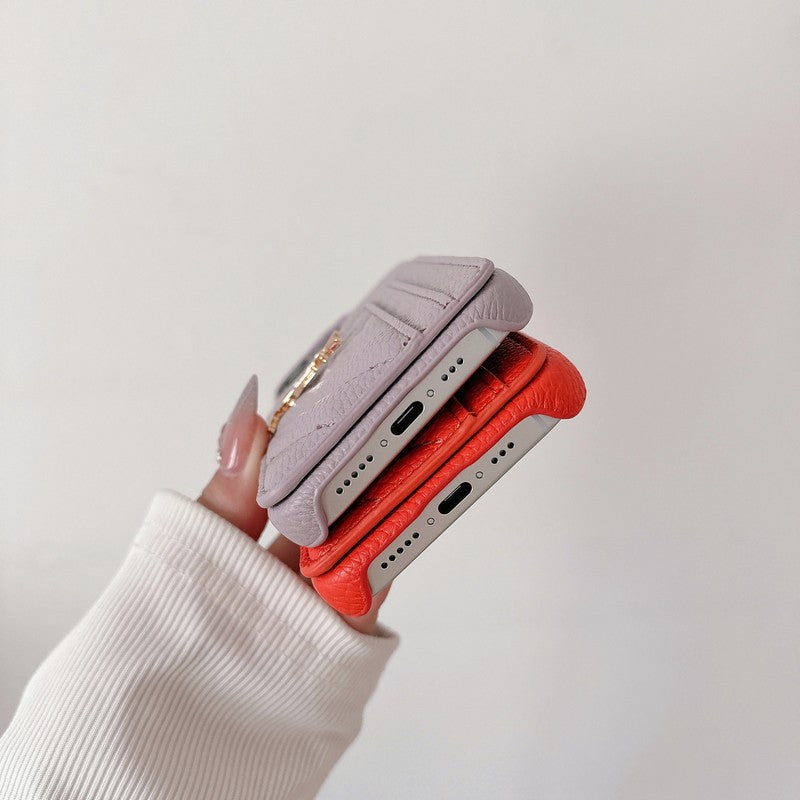 Custodia in pelle per iPhone con porta carte Saint