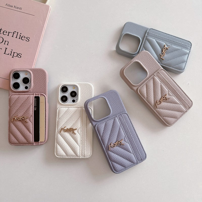 Custodia in pelle per iPhone con porta carte Saint