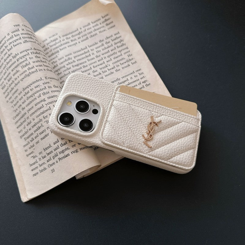 Custodia in pelle per iPhone con porta carte Saint