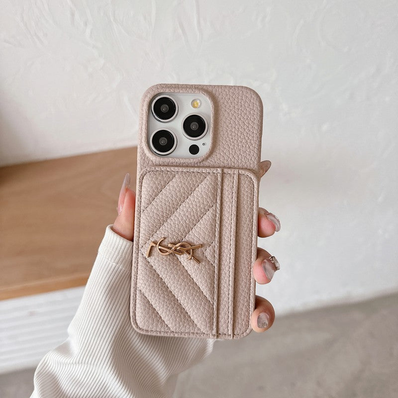 Custodia in pelle per iPhone con porta carte Saint