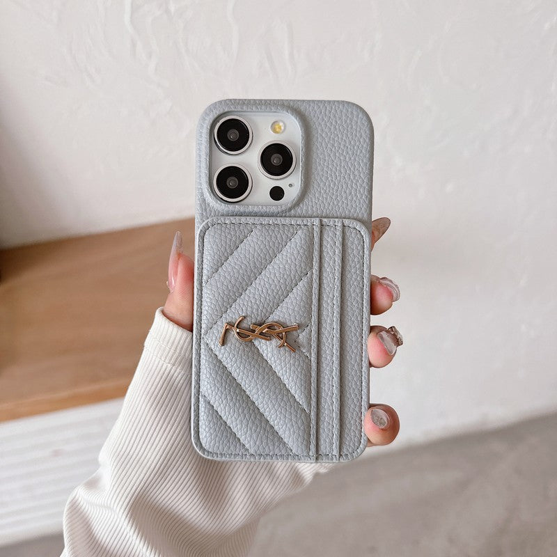 Custodia in pelle per iPhone con porta carte Saint