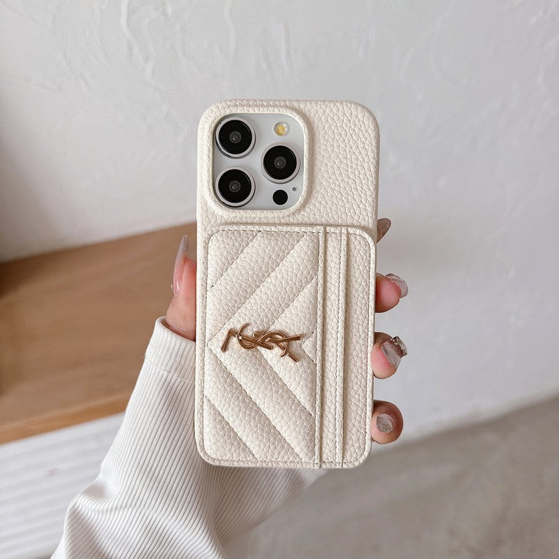 Custodia in pelle per iPhone con porta carte Saint