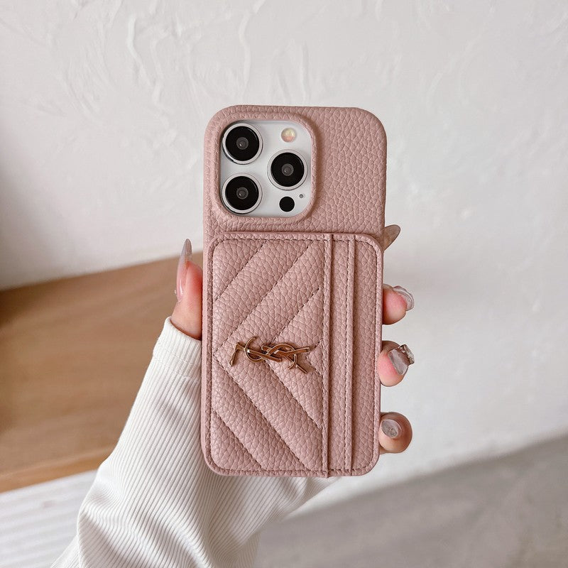 Custodia in pelle per iPhone con porta carte Saint