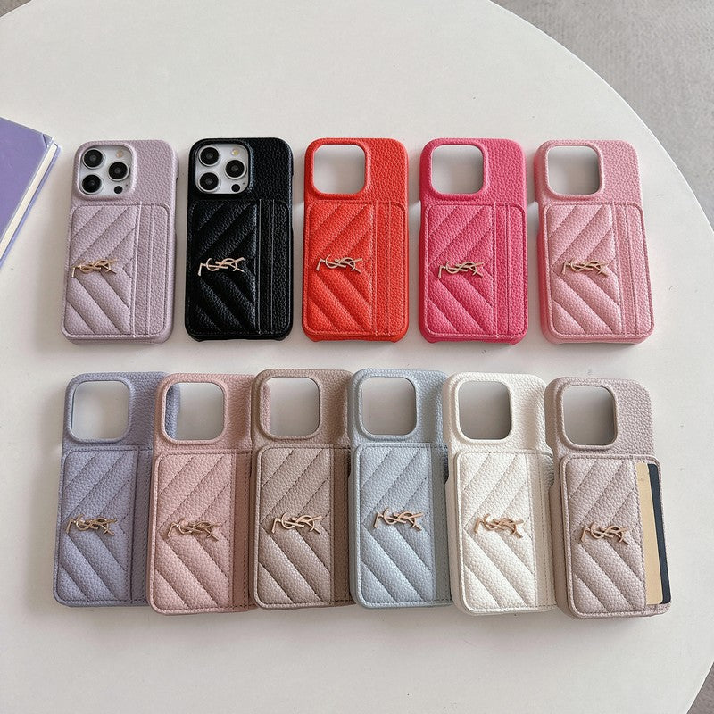 Custodia in pelle per iPhone con porta carte Saint