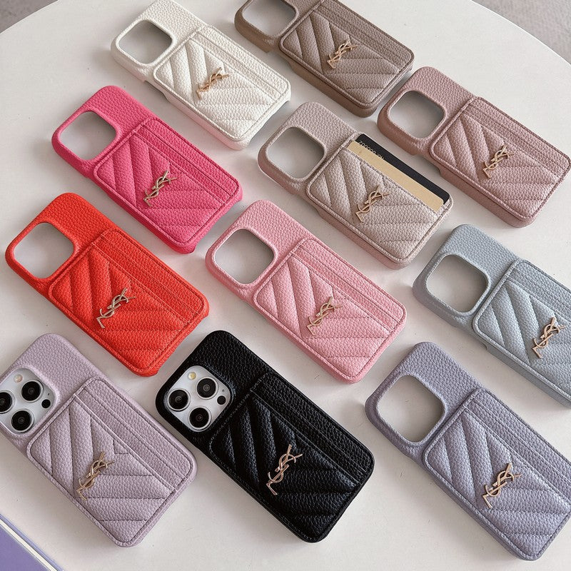 Custodia in pelle per iPhone con porta carte Saint