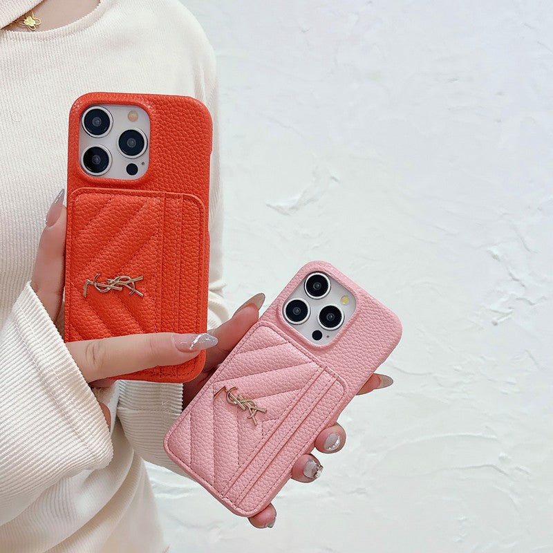 Custodia in pelle per iPhone con porta carte Saint