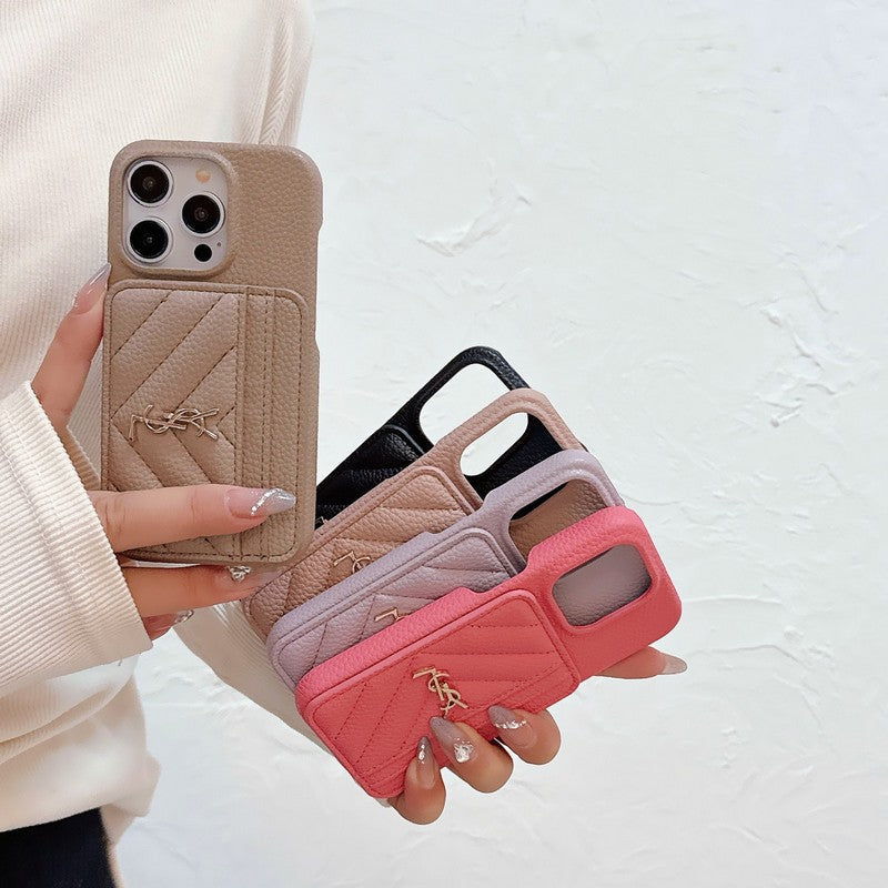 Custodia in pelle per iPhone con porta carte Saint