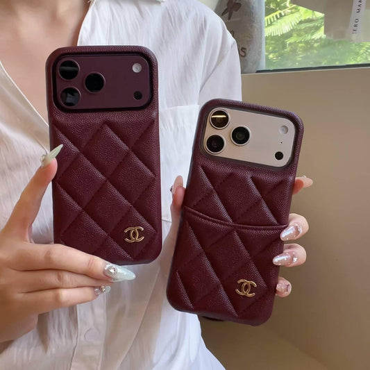 Burgundy Quilted Phone Case for iPhone