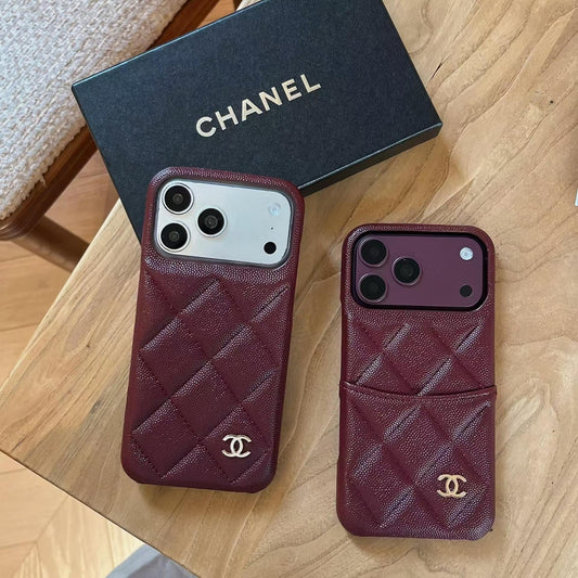 Burgundy Quilted Phone Case for iPhone
