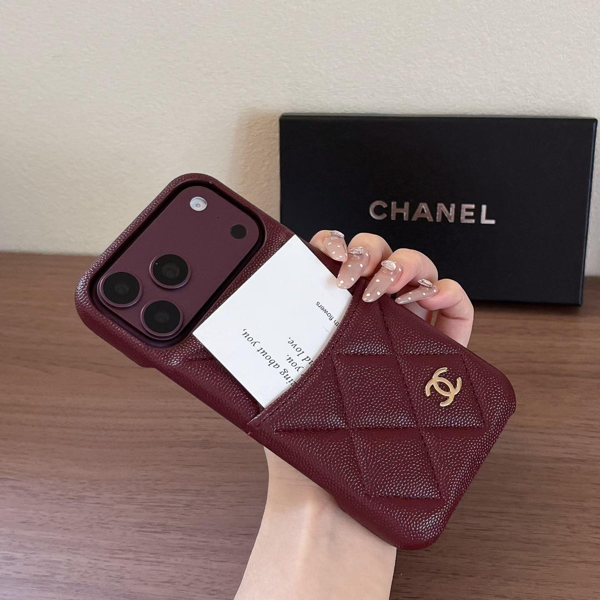 Burgundy Quilted Phone Case for iPhone