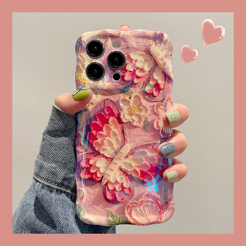 Cover per iPhone con farfalle e fiori colorati