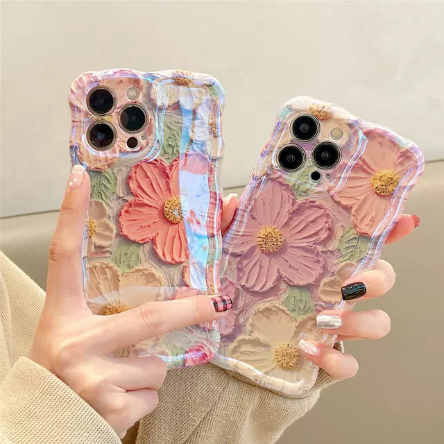 Ins Hot Colorful Oil Painting Flower iPhone Case