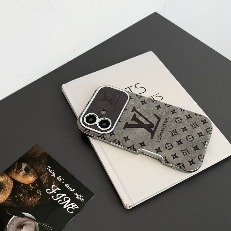 Custodia per iPhone in pelle di lusso color marrone e nero