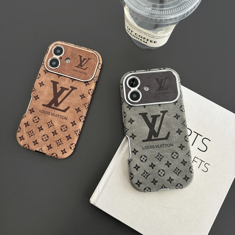 Custodia per iPhone in pelle di lusso color marrone e nero