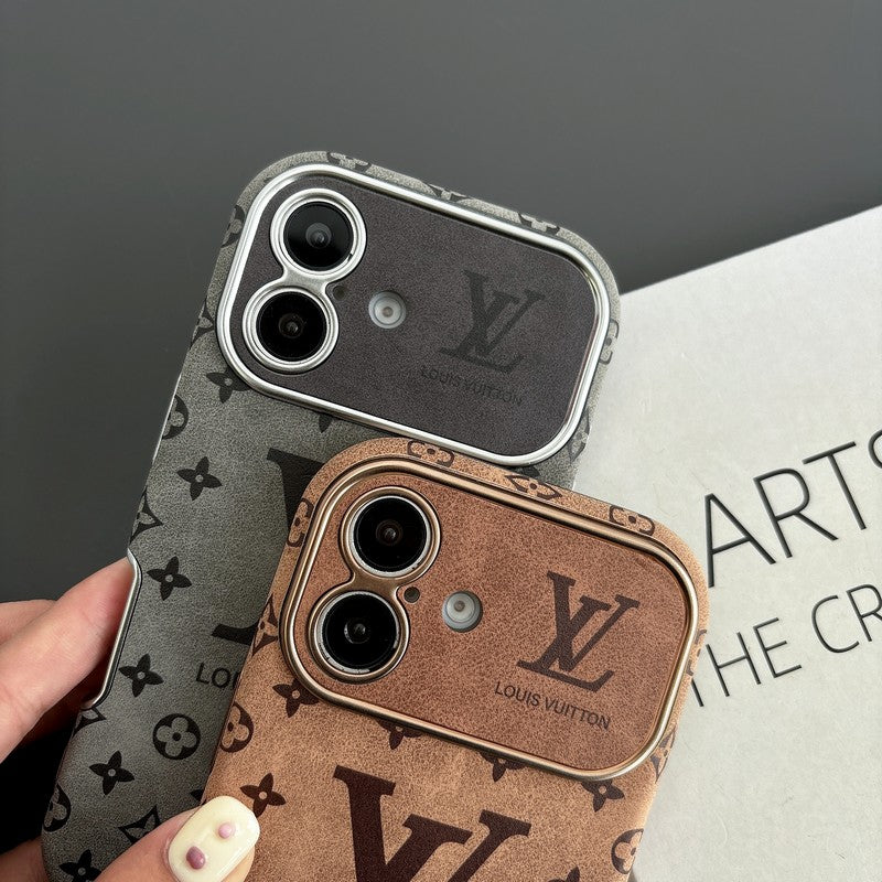 Custodia per iPhone in pelle di lusso color marrone e nero