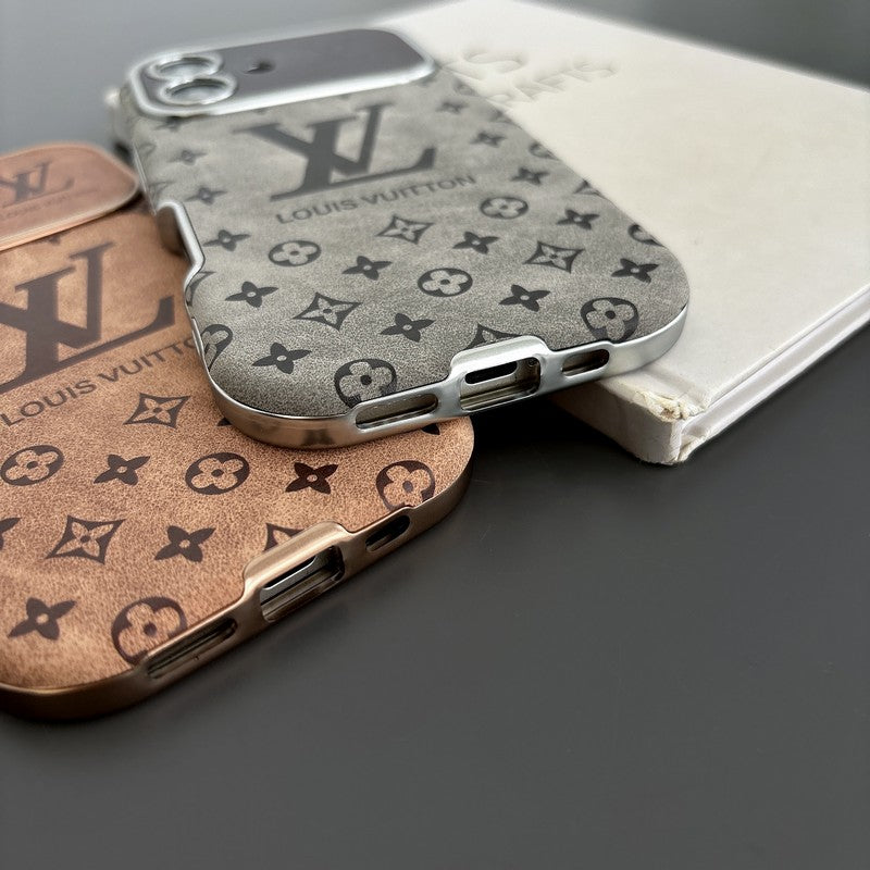 Custodia per iPhone in pelle di lusso color marrone e nero
