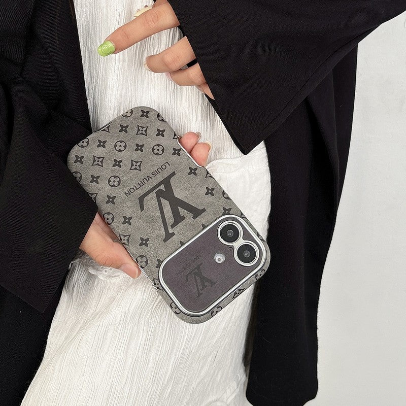 Custodia per iPhone in pelle di lusso color marrone e nero