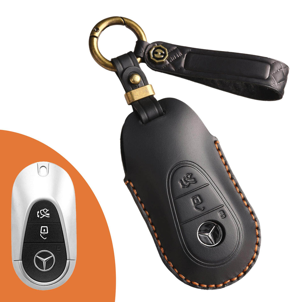 Custodia per chiave Mercedes in pelle pieno fiore