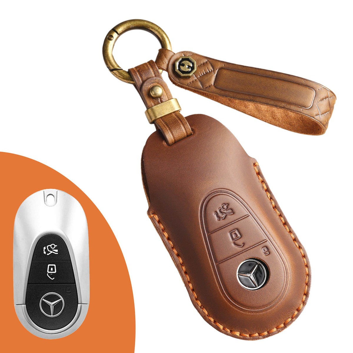 Custodia per chiave Mercedes in pelle pieno fiore