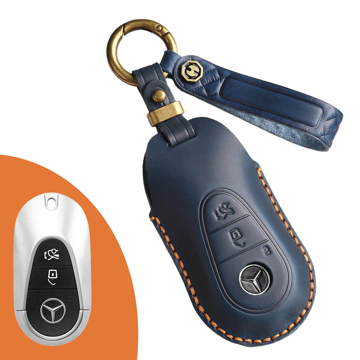 Custodia per chiave Mercedes in pelle pieno fiore