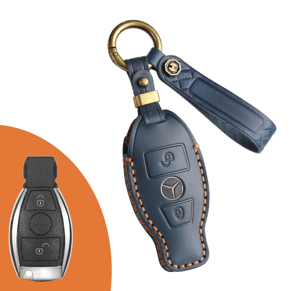 Custodia per chiave Mercedes in pelle pieno fiore