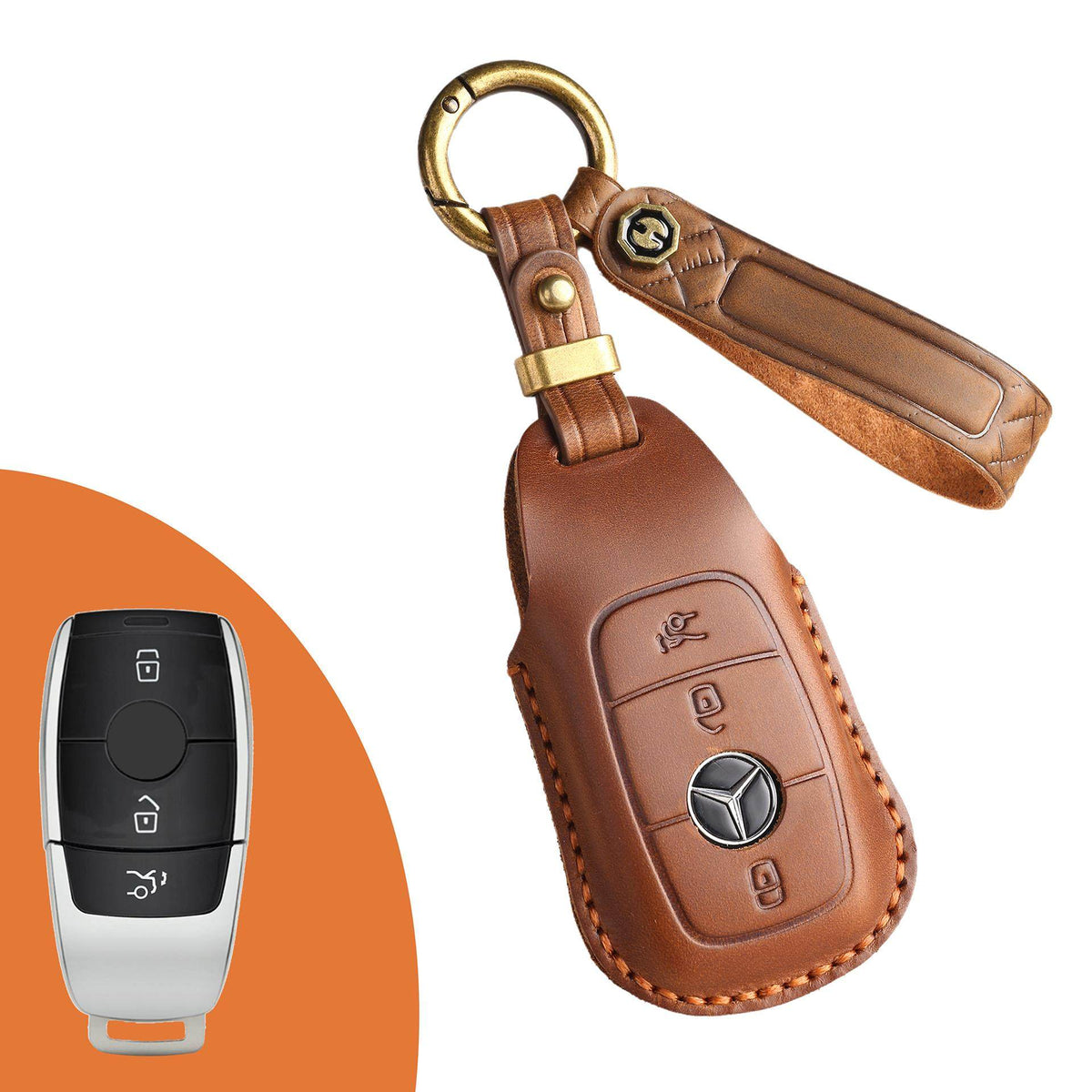 Custodia per chiave Mercedes in pelle pieno fiore