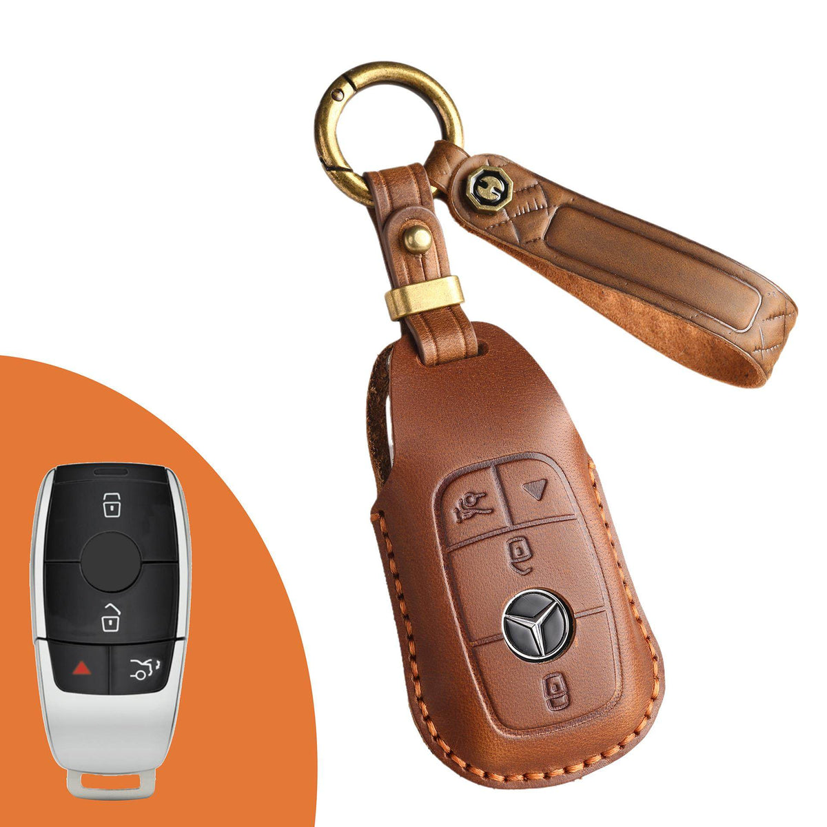 Custodia per chiave Mercedes in pelle pieno fiore