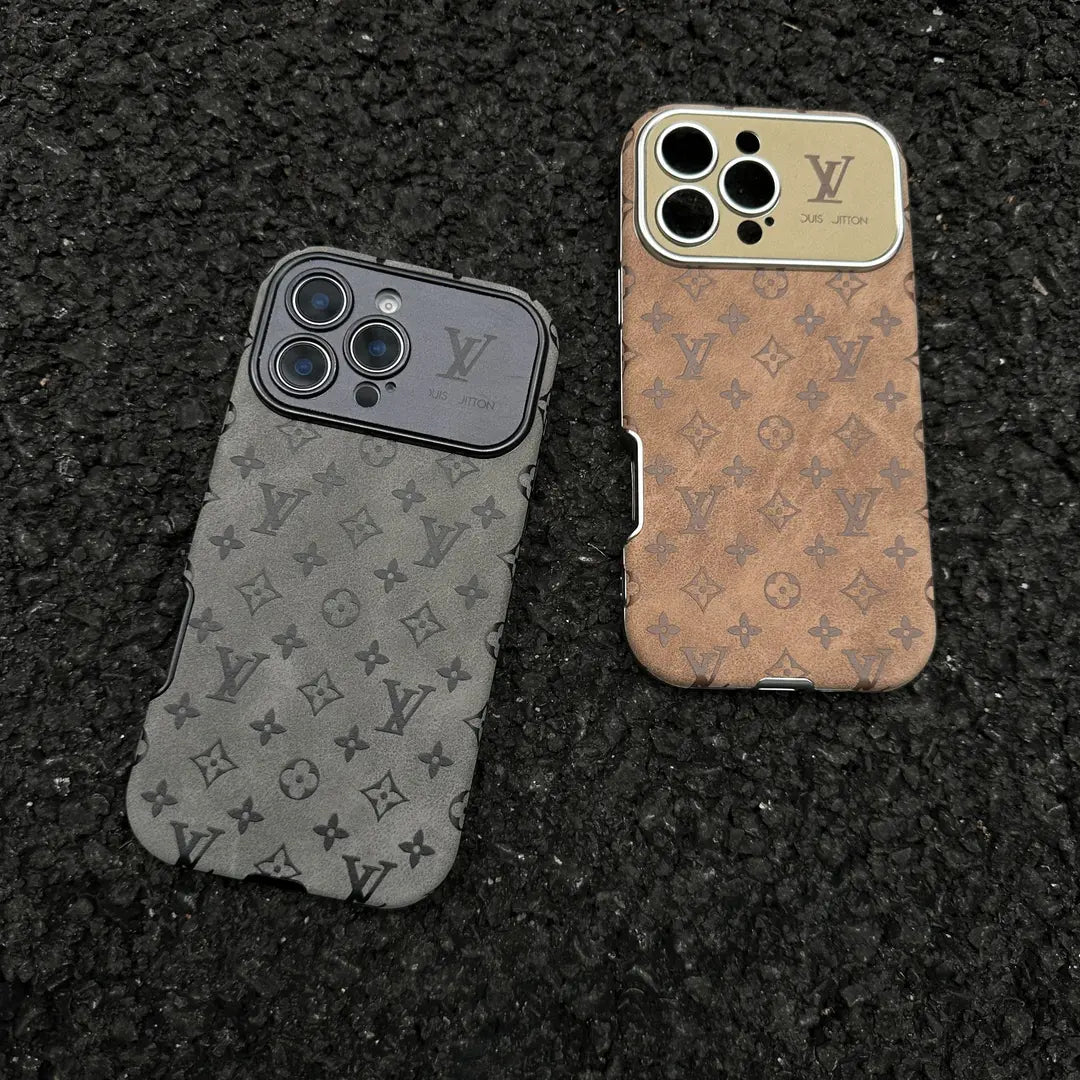 Custodia per iPhone in pelle di lusso color marrone e nero